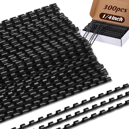 Maitys 300 Pcs Plastic Binding Combs Bulk 19 Ring Comb Spines Letter Size Spiral Binding for Notebook Calendar Picture(1/4 Inch,Black) - color: Black, size: 1/4 Inch