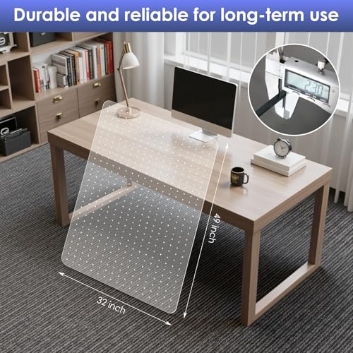 Kuyal Office Chair Mat for Carpet,32x49 Clear Heavy Duty Computer Chair Mat | Under Desk Protector Carpeted Floors Mat, Easy Chair Movement,Ship Flat - size: 32" X 49"