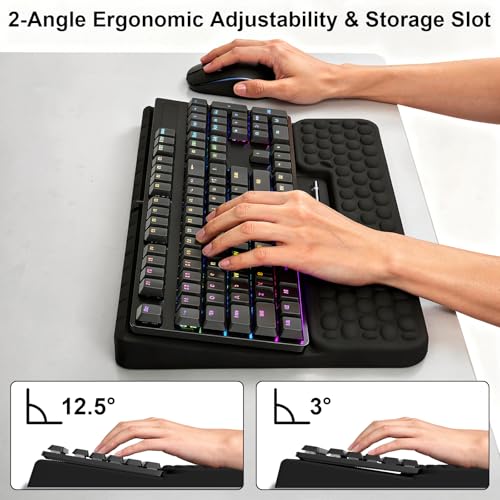 Ergonomic Keyboard Stand with Soft Memory Foam Wrist Rest for Office - color: Black