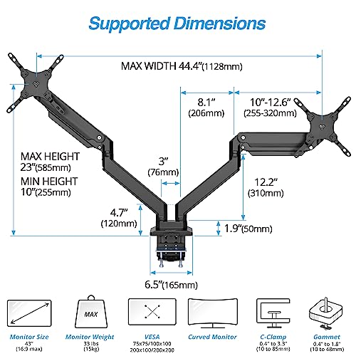 AVLT Dual Monitor Arm and Reinforcement Plate