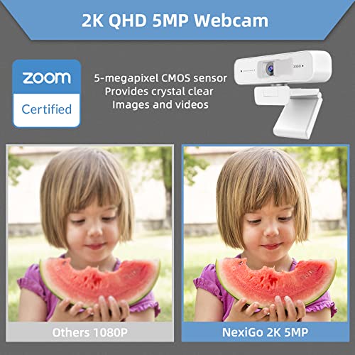 Zoom Certified, NexiGo N940P (Gen 2) 2K Zoomable Webcam with Remote| Sony_Starvis Sensor | 3X Zoom in and Out| Dual Stereo Microphone, for Zoom/Skype/Teams/Webex (White) - style: 2K Webcam with Remote
