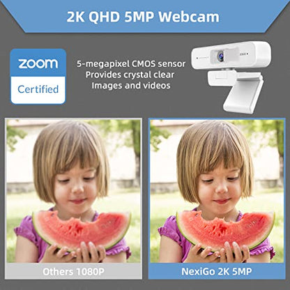 Zoom Certified, NexiGo N940P (Gen 2) 2K Zoomable Webcam with Remote| Sony_Starvis Sensor | 3X Zoom in and Out| Dual Stereo Microphone, for Zoom/Skype/Teams/Webex (White) - style: 2K Webcam with Remote