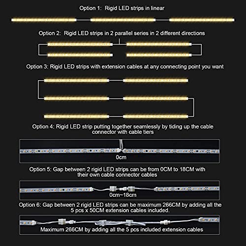 Under Cabinet LED Lighting Kit for Kitchen Cabinet Counters Shelf Closet. 6 PCS 12 Inches Light Strip with Adapter Switch Dimmer Extension Cable. Plug in. Dimmable. 1500 Lumen. Warm White 2700K - color: Warm White 2700K