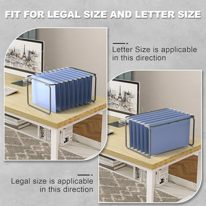 2 Sets Upgraded Adjustable Hanging File Folder Frame,Legal/Letter Size,Length Adjusted 16 to 25 inches,Heavy Duty Steel File Drawer/Cabinet Organizer Insert, Hanging Folder Holder,12.598" W X 9.45" H - size: 2Packs