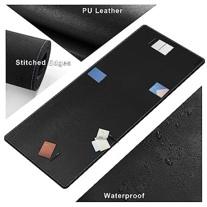 CENNBIE Leather Desk Pad Large, 71" x 27.5" Desk Mat Protector (Black) - color: Black, size: 25.7" x 71"