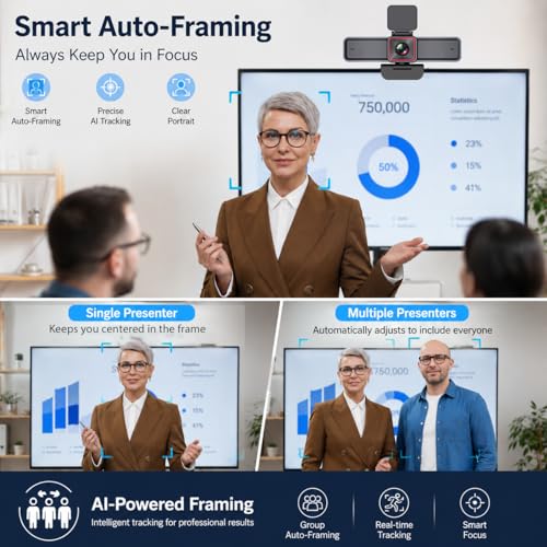 Angetube 4K AI Webcam for PC, 100°Wide Angle & Remote Control 4K Web Camera