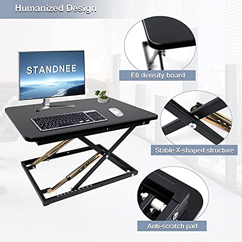 Standing Desk Converter Height Adjustable Stand Up Desk Riser - Supports 300 lbs, Fully Assembled Monitor/Laptop Riser Workstation, Black. - color: Black-24in