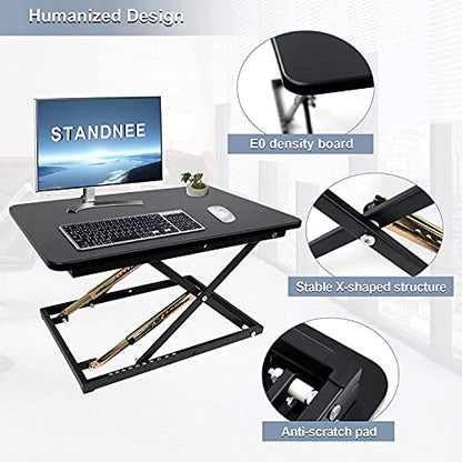 Standing Desk Converter Height Adjustable Stand Up Desk Riser - Supports 300 lbs, Fully Assembled Monitor/Laptop Riser Workstation, Black. - color: Black-24in