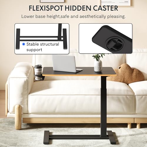 FLEXISPOT H7 32" Pneumatic Height-Adjustable Overbed Table with Wheels - color: Black Maple, size: Large