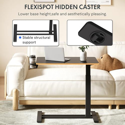 FLEXISPOT H7 32" Pneumatic Height-Adjustable Overbed Table with Wheels - color: Black Maple, size: Large