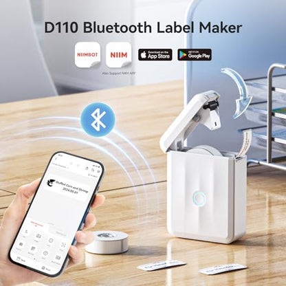 NIIMBOT D110 Bluetooth Label Maker Machine with 1Tape for Home Use, White - color: White