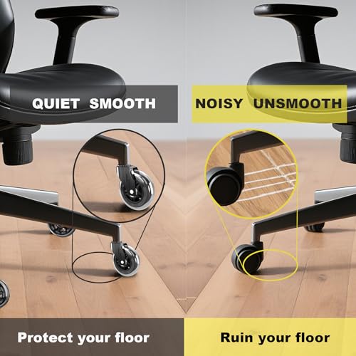 Office Chair Wheels Replacement Rubber Chair Casters Heavy Duty - color: black