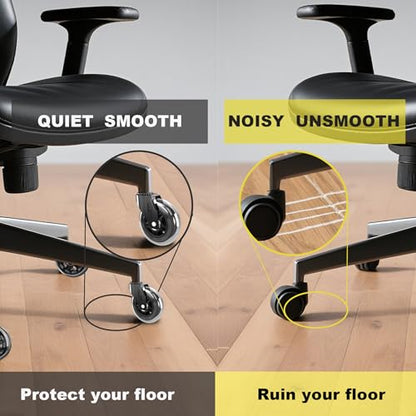 Office Chair Wheels Replacement Rubber Chair Casters Heavy Duty - color: black