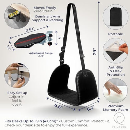 Ergonomic Foot Hammock & Arm Rest for Desk - Memory Foam Footrest Under Desk with Adjustable Elbow Support for Office Work & Gaming | Comfort Set for Everyday Relief