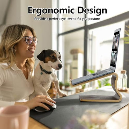 Wood Laptop Stand for Desk,Laptop Holder Stand,Wooden Cooling Computer Holder,Suitable for Most laptops Heat Dissipation Shelf (Walnut) - color: Walnut-01
