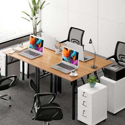 Need Office Computer Desk 39.3 Inch Sturdy Folding Laptop Table Teak | Black Frame Writing Gaming Work Table/Foldable Home Office Desk/Sewing Table, No Assembly Required - color: Teak & Black Frame, size: 39inch