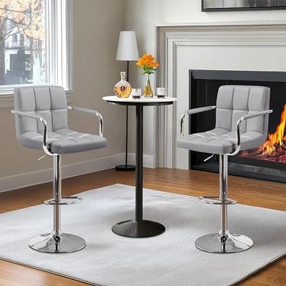 Yaheetech Bar Stool, Swivel with Backs, Adjustable Height, Light Gray - color: Light Grey, size: Set of 1