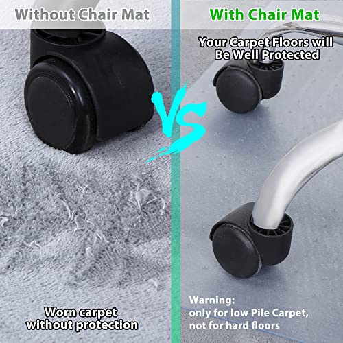 Office Chair Mat for Carpeted Floor 46” x 60” Clear Floor Protector Mat Anti Slip Computer Desk Chair Mat for Home Office (46” x 60” Rectangular) - size: 46” x 60” Rectangular