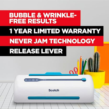 Scotch PRO TL906 Thermal Laminator Machine, 9 Inch | White/Blue, Laminate Recipe Cards, Photos, Documents, For Home, Office, or School Supplies - size: 9 in, style: Laminating Machine