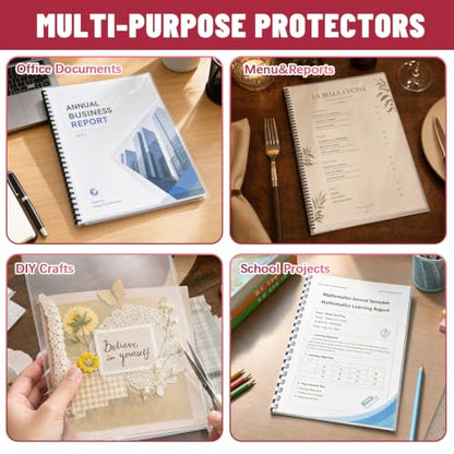 VOKOY 60 Pack Clear Binding Covers 8 Mil, 8.5x11 Inch | Letter Size,Quality Un-Punched Report Covers, Plastic Covers for Home Office Presentation Document Binding, Square Corners - size: 60 Pack, style: 60 Pack Clear