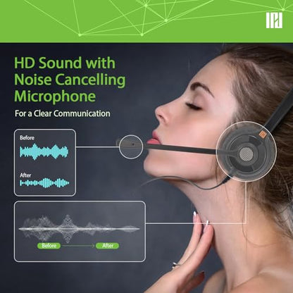 IPD IPH-215 Phone Headset Binaural Wired QD to RJ9 - color: 215-DG-FOAM