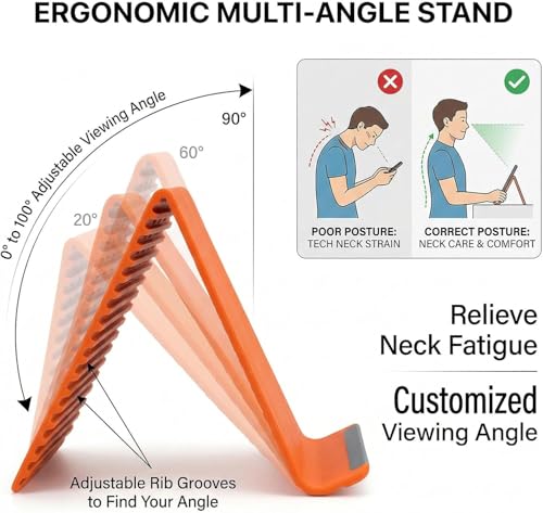 Silicone Phone Stand with Aluminum, Flexible Foldable Phone Holder,Bendable Adjustable Anti-Slip Desktop Stand for Phone Tablet Laptop, Portable Rollable Multi-Angle Stand for Home Office (2 PCS)