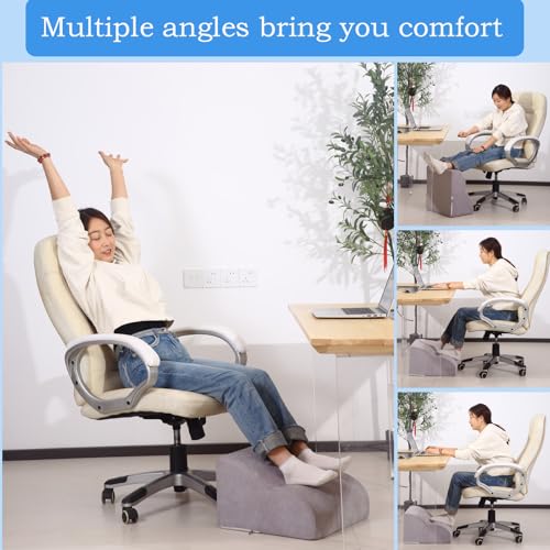 Foot Rest for Under Desk at Work.Multifunctional 3-Tier Foot Stool - color: Extra Large-light Grey