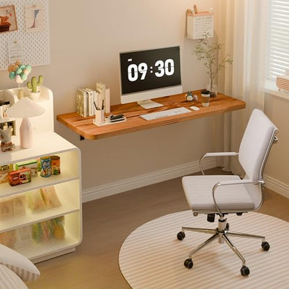 Dogsky Floating Wall Desk 48" x 16" - 300 lbs Heavy Duty Solid Pine - color: Golden Brown, size: 48" x 16"