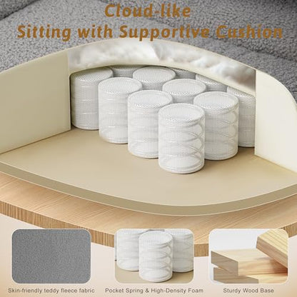 Wider Seat Office Chair with Flip Armrests for Criss Cross Legged&Cats, Big and Tall Executive Ergonomic Reclining Chair with Footrest&Lumbar Pillow, Teddy Fleece Desk Chair,Grey Vanity Chair - color: Grey