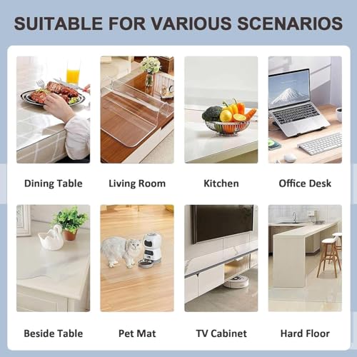 Clear PVC Table Protector Cover 32x38in, Thickness 1.5mm Plastic Pads Rectangular, Scratchproof Cuttable Desktop Mat, Easy Cleaning for Dining Room Writing Desk, 32x38in - size: 32x38in