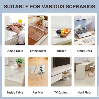 Clear PVC Table Protector Cover 32x38in, Thickness 1.5mm Plastic Pads Rectangular, Scratchproof Cuttable Desktop Mat, Easy Cleaning for Dining Room Writing Desk, 32x38in - size: 32x38in