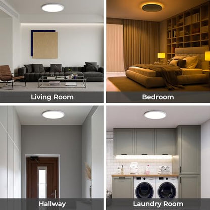 Matane Flush Mount Ceiling Light Fixture with Remote Control, Nightlight 8.7 Inch 18W 3000K-6500K Adjustable, Led Low Profile Ceiling Lights for Bedroom, Living Room,Dining Room, Kitchen, Round White - color: White, size: 8.7 Inch