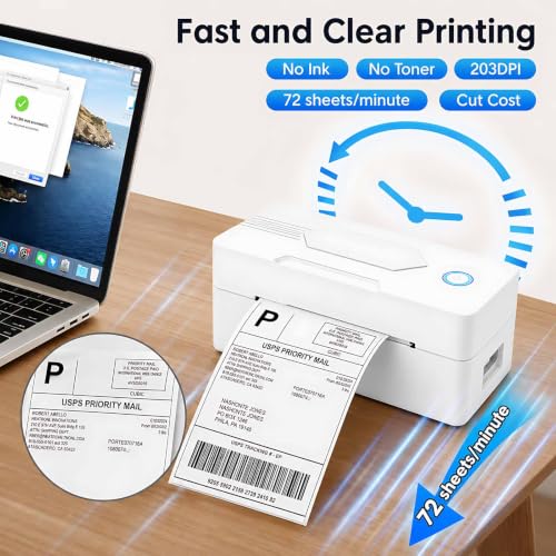 GBNONPLN Bluetooth Thermal Shipping Label Printer, 4x6, Matte White - color: Matte White