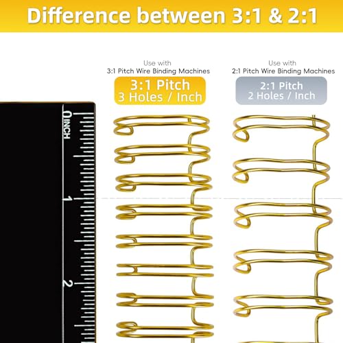Rayson Wire Binding Spines, 1/4" 3:1 Pitch, 32-Loop Gold, 100 Pack