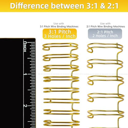 Rayson Wire Binding Spines, 1/4" 3:1 Pitch, 32-Loop Gold, 100 Pack