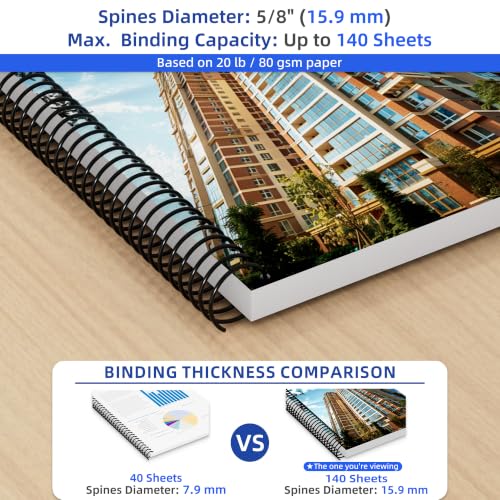 Rayson 15.9mm Plastic Spiral Coil Binding 3:1 Pitch, 5/8inch, 140 Sheets Capacity Black Coil Binding Spines - Versatile for Office and Educational Tasks, Pack of 100 - size: 5/8" (140 Sheets Capacity)