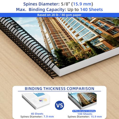 Rayson 15.9mm Plastic Spiral Coil Binding 3:1 Pitch, 5/8inch, 140 Sheets Capacity Black Coil Binding Spines - Versatile for Office and Educational Tasks, Pack of 100 - size: 5/8" (140 Sheets Capacity)