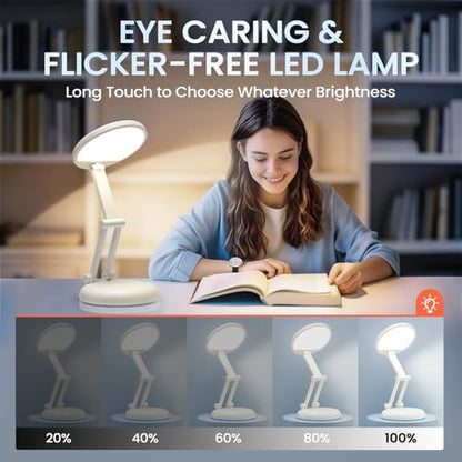 One Fire Rechargeable Table Lamp, 3600mAh Battery Operated Lamp Desk Lamp - color: White