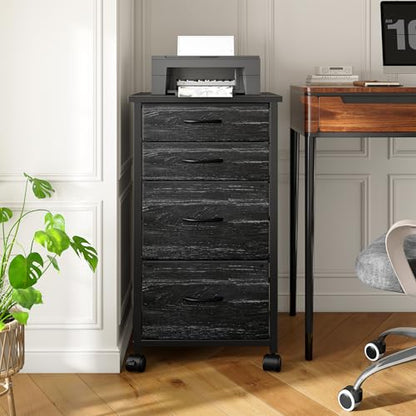DurayLoly 4-Drawer Rolling File Cabinet Fits A4 Letter Size For Home Office | Printer Stand With Stable Frame, Large Capacity, Easy To Move And Assemble With Lockable Casters, Black - color: Black
