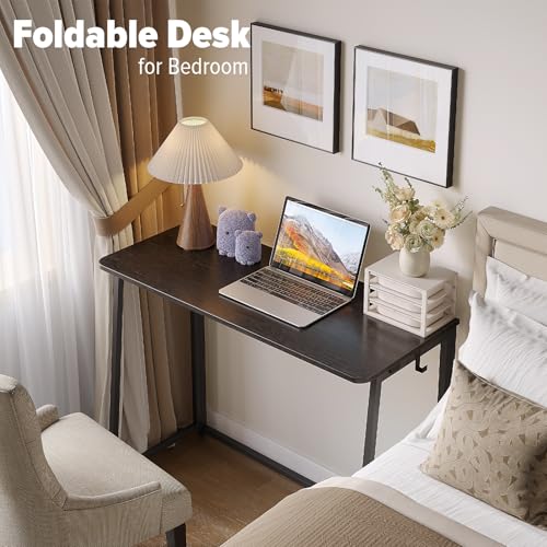 WOHOMO Folding Desk, 39.4" Foldable Computer Table for Small Spaces, Black - color: Black, size: Large Size:39.4 x 15.7