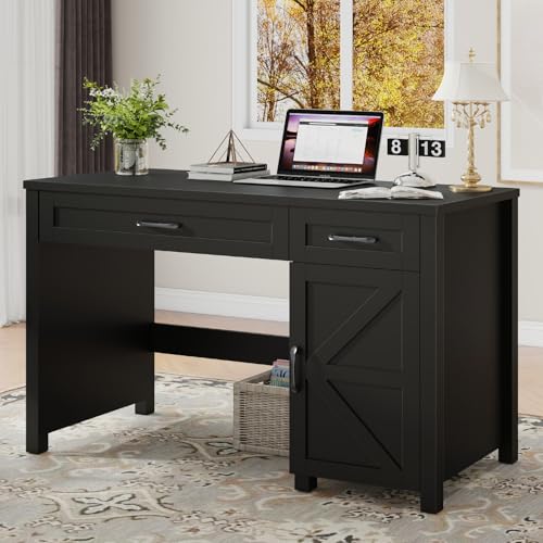 Vabches Farmhouse 47" Executive Desk with Drawers, Pure Black - color: Pure Black, size: 47"W