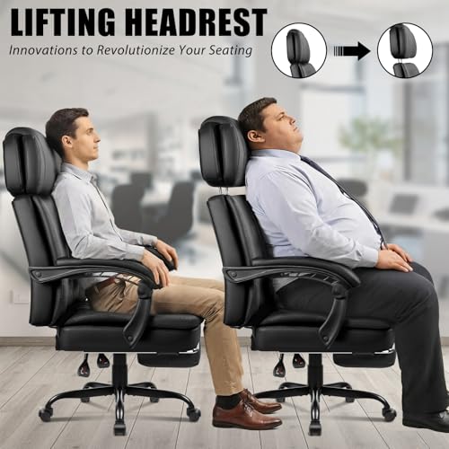 LEMBERI 400lbs Executive Big Office Chair, Tall Desk Chair with Footrest