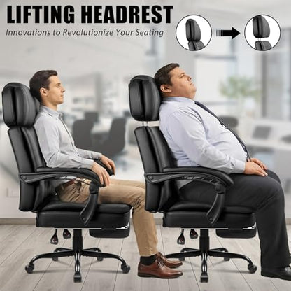 LEMBERI 400lbs Executive Big Office Chair, Tall Desk Chair with Footrest
