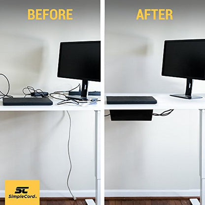 Cable Management Trays - 2-Pack 16-Inch Raceway Channels - Cord Holder Kit for Under Desk, Office, and Kitchen Use by Simple Cord (Black)