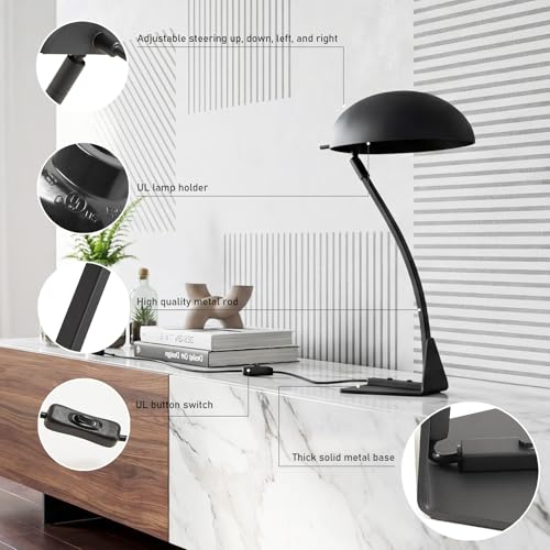 18.4" Metal Desk Lamp Modern Industrial Table Lamp, Adjustable Neck Architect Lights (3000K) with On/Off Switch, Bedside Reading Lamps for Office Bedroom Study Room Side Table (Sand Black) - color: Sand Black