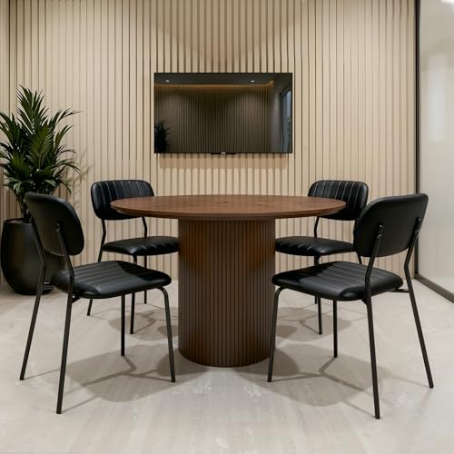 VINGLI Modern PU Padded Stacking Dining Chair Set of 4 for Home, Black | Comfortable PU Padded Seat, Stackable Metal Frame Chair, Space-saving, Indoor Office Home Commercial Use, Easy to install - color: Black Pu, size: 4 Pack