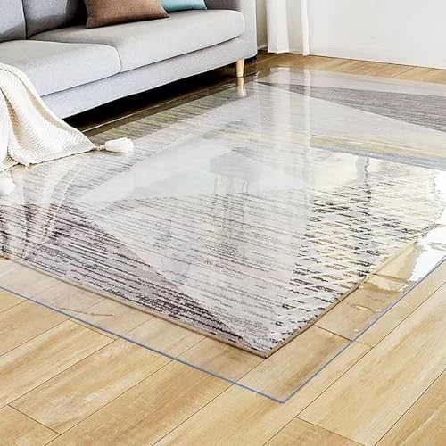 Large Clear Floor Mat 98.4" x 55.1" - Pet Flooring Protector, Clear Plastic Rug Protector, Vinyl Floor Mat - Ideal for Hardwood Floors, Home & Office Use - Waterproof and Easy to Clean - size: 98.4 x 55.1inch
