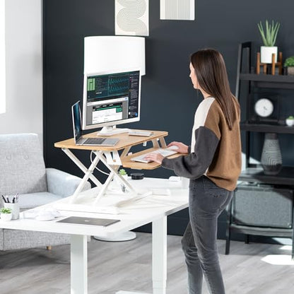 VIVO Real Bamboo 32 inch Standing Desk Converter, DESK-V000KO - color: Bamboo, size: 32"
