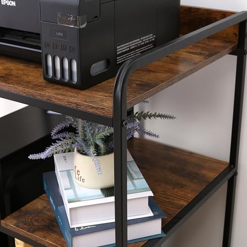 3-Tier Rolling Printer Cart Table Stand Shelves, PC Tower Stand Shelf With Wheels - Under Desk Shelf Unit Storage And Organization, End Sofa Table For Home, Office (Brown Black) - color: Brown Black