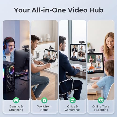 4K Ultra HD Webcam with 1/2.8"CMOS Sensor,PDAF Autofocus,1080P@60FPS | Dual Noise-Canceling Mics,Privacy Cover,USB Streaming Webcam for PC/Mac,Gaming,Video Calling,Live Streaming&Meetings